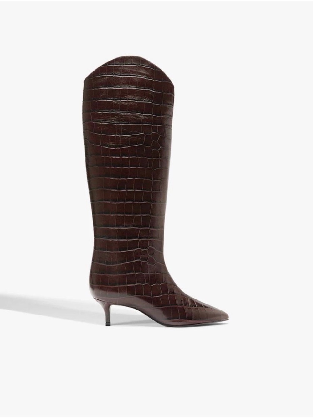 SCHUTZ Brown Croc-Embossed Knee Boot